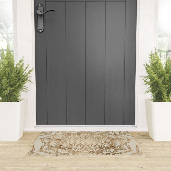 Flower of Life in Lotus - pastel golds and canvas Welcome Mat Gallery Image 3
