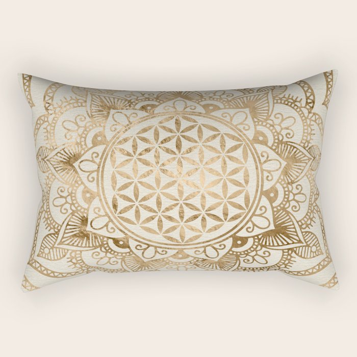 Flower of Life in Lotus - pastel golds and canvas Rectangular Pillow Gallery Image 2