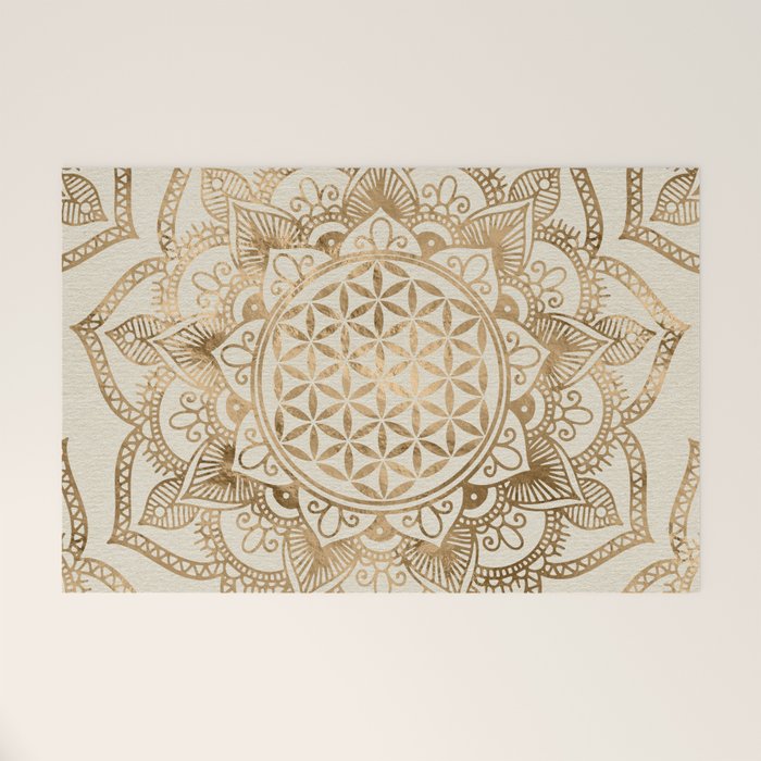 Flower of Life in Lotus - pastel golds and canvas Welcome Mat Gallery Image 1