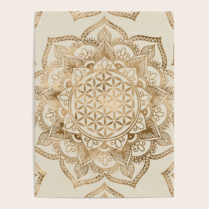 Flower of Life in Lotus - pastel golds and canvas Poster Gallery Image 4