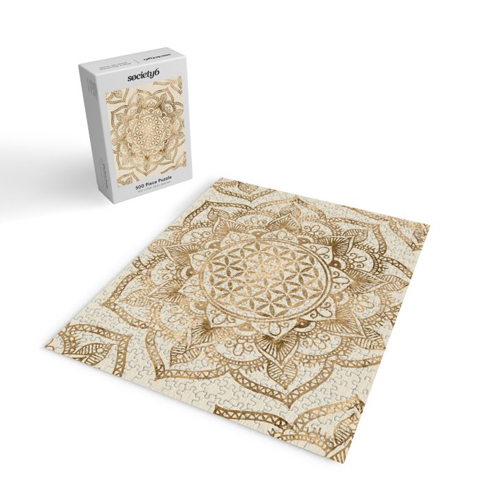 Flower of Life in Lotus - pastel golds and canvas Jigsaw Puzzle Gallery Image 2