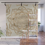 Flower of Life in Lotus - pastel golds and canvas Wall Mural Gallery Image 1