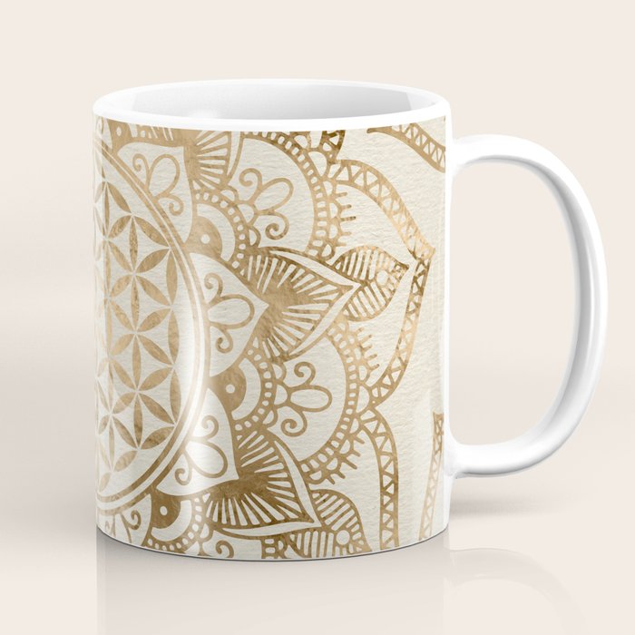 Flower of Life in Lotus - pastel golds and canvas Coffee Mug Gallery Image 1