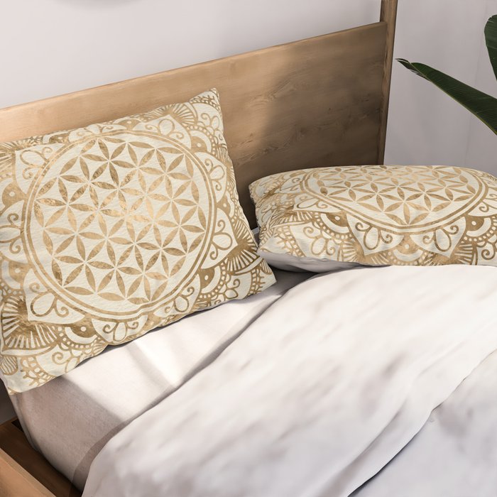 Flower of Life in Lotus - pastel golds and canvas Pillow Sham Gallery Image 2