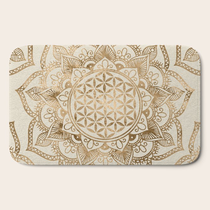 Flower of Life in Lotus - pastel golds and canvas Bath Mat Gallery Image 2
