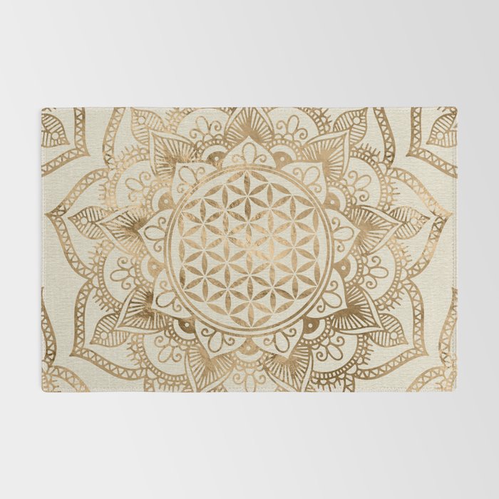 Flower of Life in Lotus - pastel golds and canvas Rug Gallery Image 2