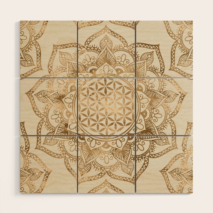 Flower of Life in Lotus - pastel golds and canvas Wood Wall Art Gallery Image 1