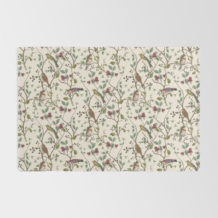 Nordic Birds Autumn Whispers Woodland Pattern Rug Gallery Image 2