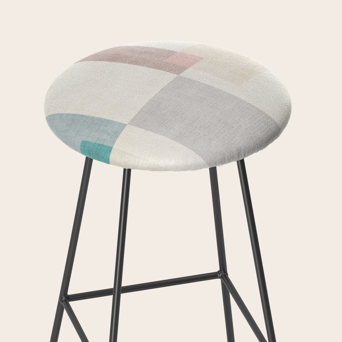 Neutral Pastel Tones Geometric Artwork Stool Gallery Image 2