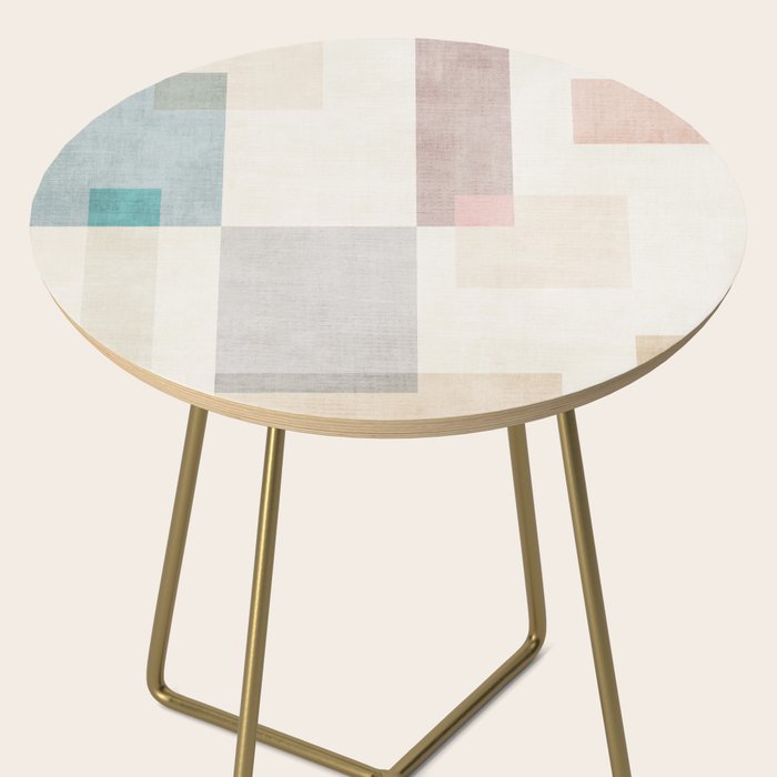 Neutral Pastel Tones Geometric Artwork Side Table Gallery Image 2