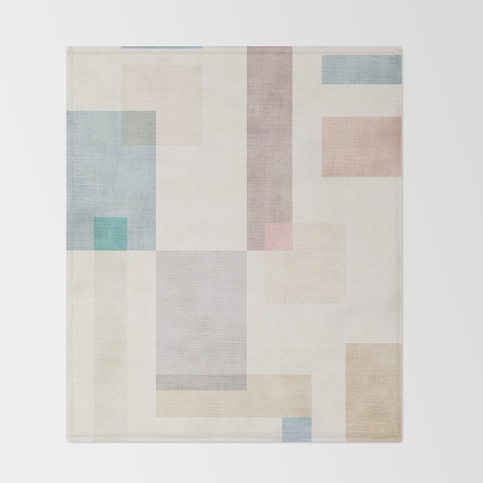 Neutral Pastel Tones Geometric Artwork Throw Blanket Gallery Image 2