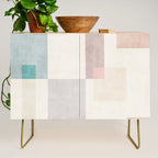 Neutral Pastel Tones Geometric Artwork Credenza Gallery Image 1