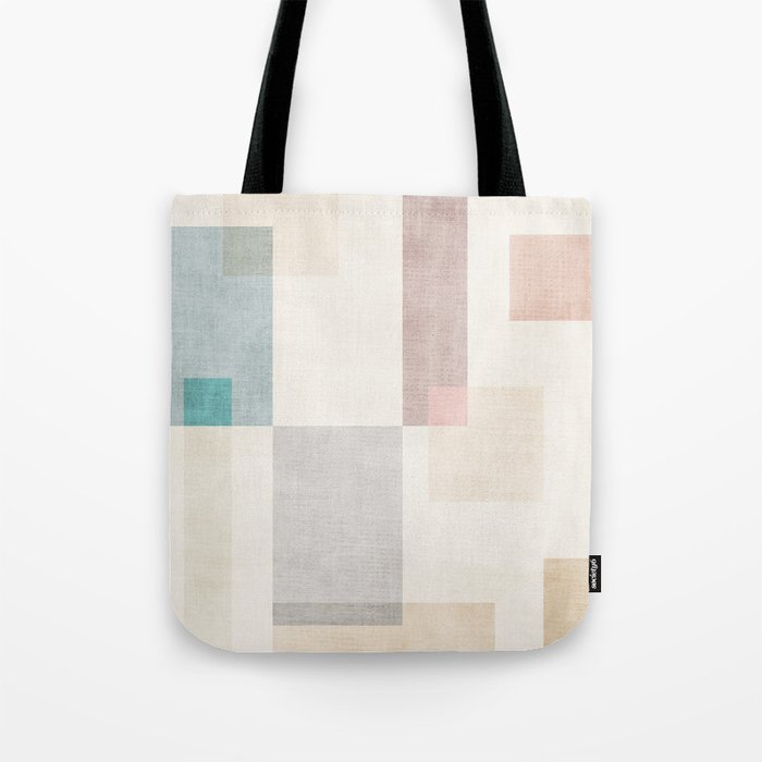 Neutral Pastel Tones Geometric Artwork Tote Bag Gallery Image 1
