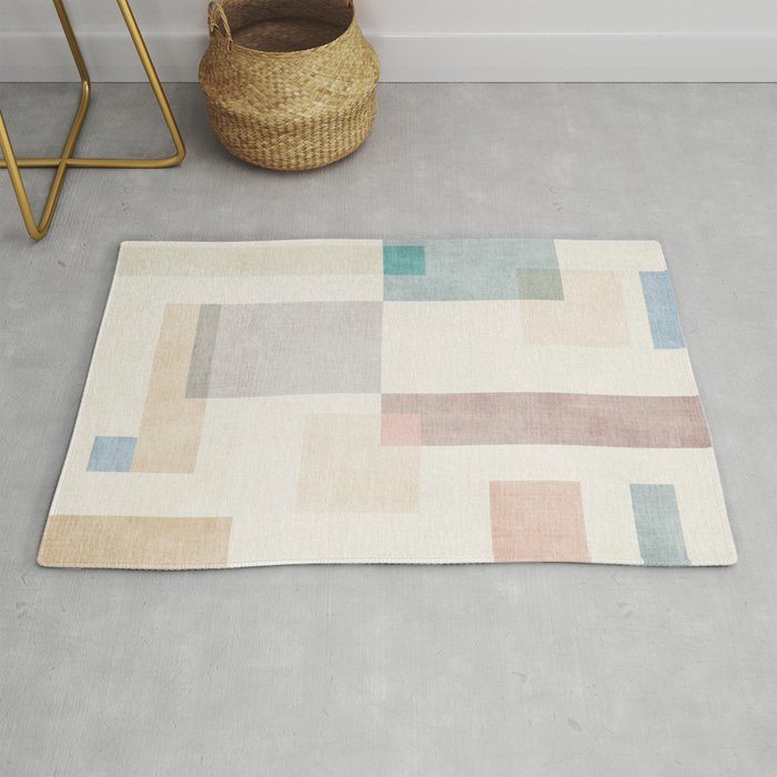 Neutral Pastel Tones Geometric Artwork Rug Gallery Image 1