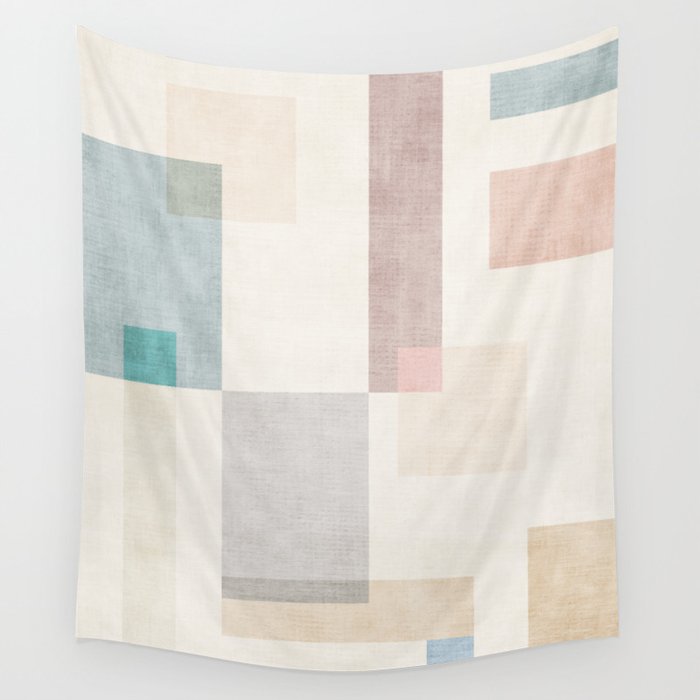 Neutral Pastel Tones Geometric Artwork Wall Tapestry Gallery Image 1
