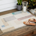 Neutral Pastel Tones Geometric Artwork Outdoor Rug Gallery Image 2