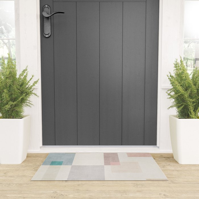 Neutral Pastel Tones Geometric Artwork Welcome Mat Gallery Image 3