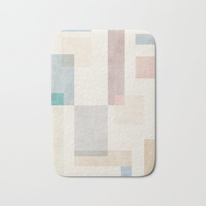 Neutral Pastel Tones Geometric Artwork Bath Mat Gallery Image 1