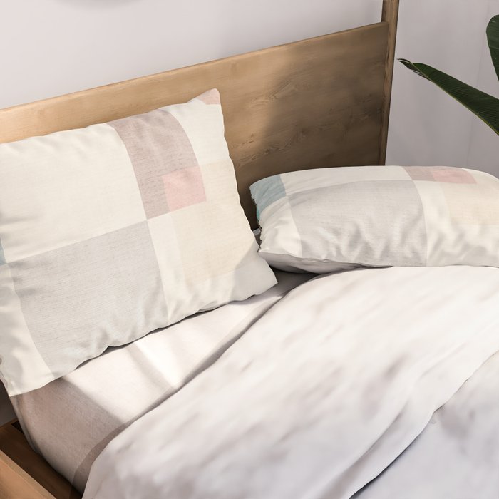 Neutral Pastel Tones Geometric Artwork Pillow Sham Gallery Image 2