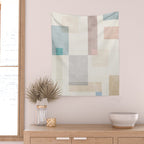 Neutral Pastel Tones Geometric Artwork Wall Tapestry Gallery Image 2