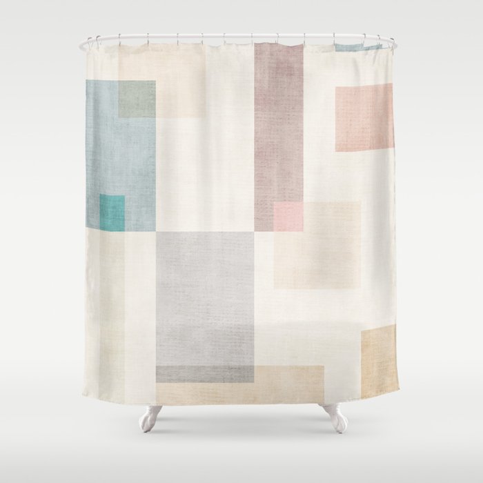 Neutral Pastel Tones Geometric Artwork Shower Curtain Gallery Image 1