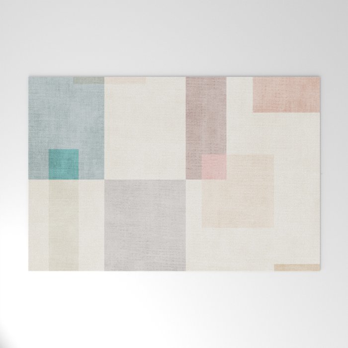 Neutral Pastel Tones Geometric Artwork Welcome Mat Gallery Image 1
