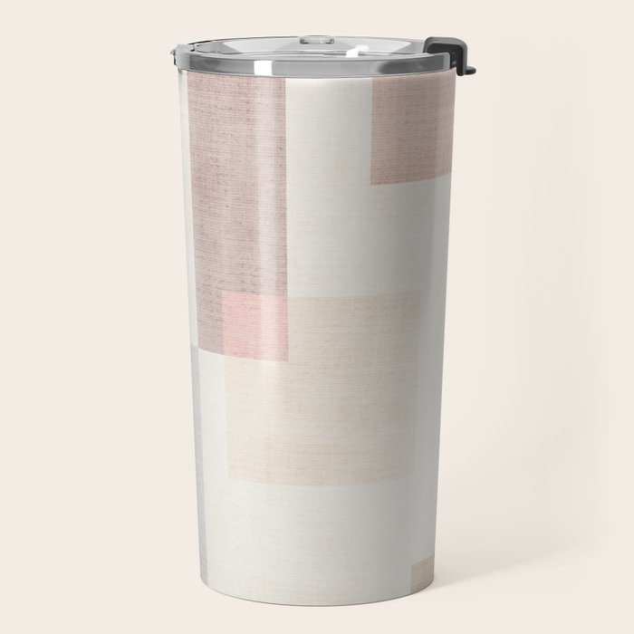 Neutral Pastel Tones Geometric Artwork Travel Mug Gallery Image 2