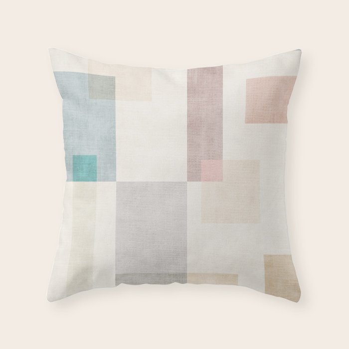Neutral Pastel Tones Geometric Artwork Throw Pillow Gallery Image 6