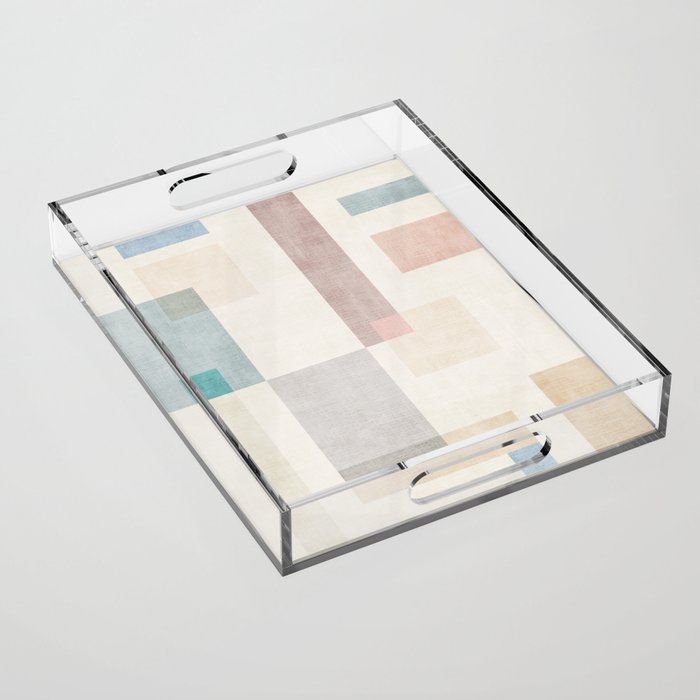 Neutral Pastel Tones Geometric Artwork Acrylic Tray Gallery Image 1