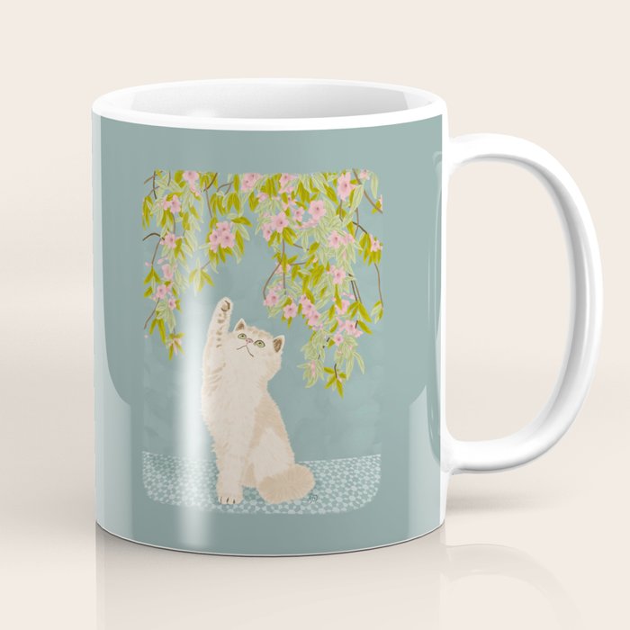 Curious Kitten in Bloom Coffee Mug Gallery Image 1