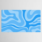 Modern Retro Liquid Swirl Abstract Pattern in Light Blue and Sky Blue Tablecloth Gallery Image 2