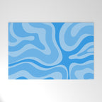 Modern Retro Liquid Swirl Abstract Pattern in Light Blue and Sky Blue Welcome Mat Gallery Image 1