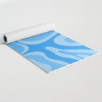Modern Retro Liquid Swirl Abstract Pattern in Light Blue and Sky Blue Yoga Mat Gallery Image 2