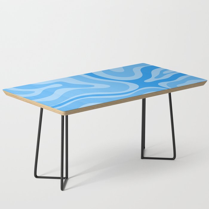 Modern Retro Liquid Swirl Abstract Pattern in Light Blue and Sky Blue Coffee Table Gallery Image 1