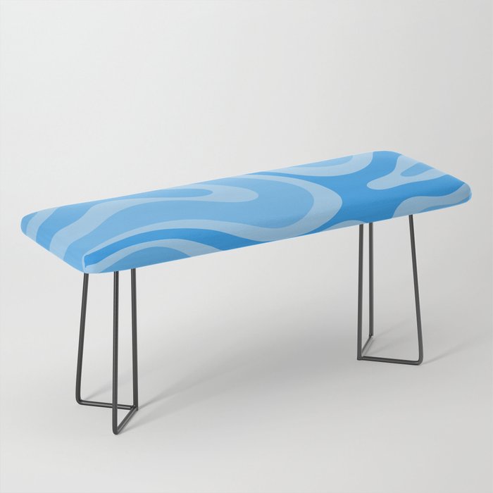 Modern Retro Liquid Swirl Abstract Pattern in Light Blue and Sky Blue Bench Gallery Image 1
