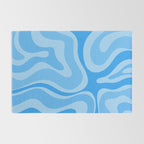 Modern Retro Liquid Swirl Abstract Pattern in Light Blue and Sky Blue Rug Gallery Image 2