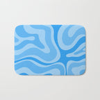 Modern Retro Liquid Swirl Abstract Pattern in Light Blue and Sky Blue Bath Mat Gallery Image 1