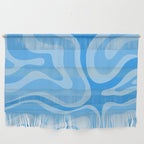 Modern Retro Liquid Swirl Abstract Pattern in Light Blue and Sky Blue Wall Hanging Gallery Image 1