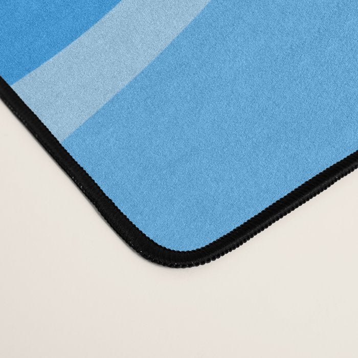 Modern Retro Liquid Swirl Abstract Pattern in Light Blue and Sky Blue Desk Mat Gallery Image 4