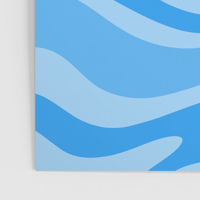 Modern Retro Liquid Swirl Abstract Pattern in Light Blue and Sky Blue Poster Gallery Image 3