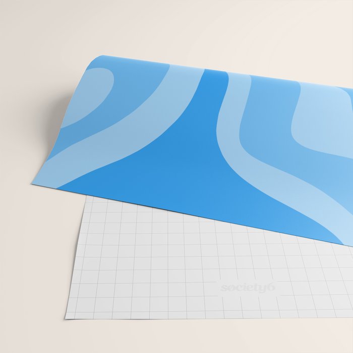 Modern Retro Liquid Swirl Abstract Pattern in Light Blue and Sky Blue Wrapping Paper Gallery Image 2