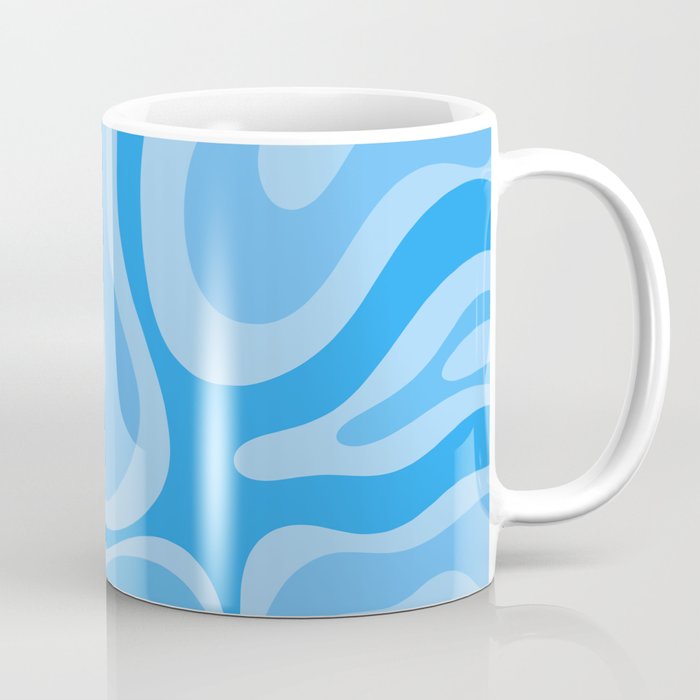 Modern Retro Liquid Swirl Abstract Pattern in Light Blue and Sky Blue Coffee Mug Gallery Image 1
