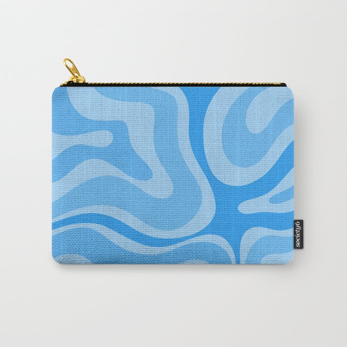 Modern Retro Liquid Swirl Abstract Pattern in Light Blue and Sky Blue Carry All Pouch Gallery Image 1