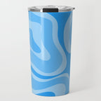 Modern Retro Liquid Swirl Abstract Pattern in Light Blue and Sky Blue Travel Mug Gallery Image 1