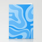 Modern Retro Liquid Swirl Abstract Pattern in Light Blue and Sky Blue Stationery Card Gallery Image 2