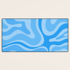 Modern Retro Liquid Swirl Abstract Pattern in Light Blue and Sky Blue Desk Mat Gallery Image 3