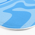 Modern Retro Liquid Swirl Abstract Pattern in Light Blue and Sky Blue Bath Mat Gallery Image 3
