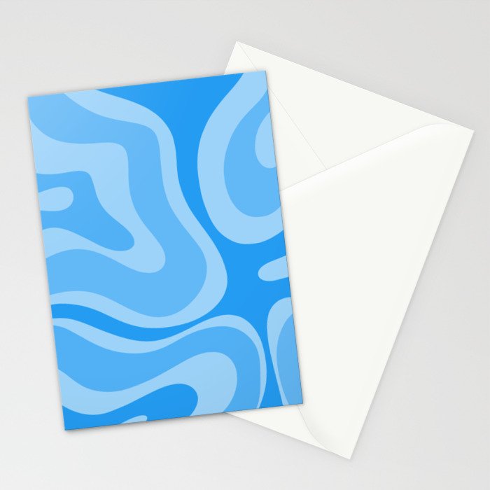 Modern Retro Liquid Swirl Abstract Pattern in Light Blue and Sky Blue Stationery Card Gallery Image 2