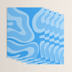 Modern Retro Liquid Swirl Abstract Pattern in Light Blue and Sky Blue Wrapping Paper Gallery Image 3