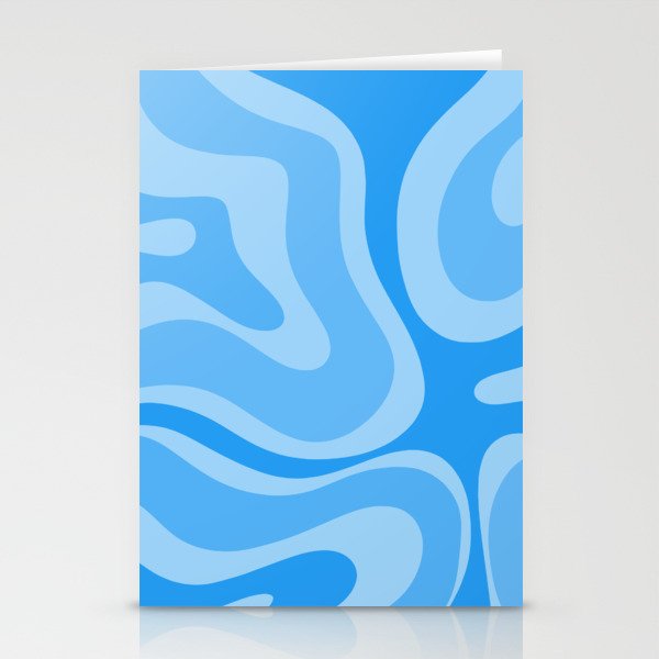 Modern Retro Liquid Swirl Abstract Pattern in Light Blue and Sky Blue Stationery Card Gallery Image 1
